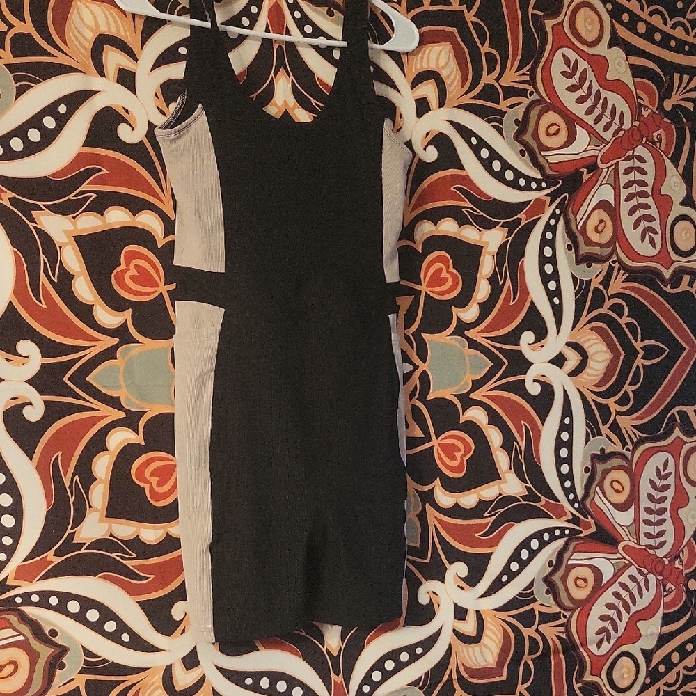Black and Beige Sleeveless One Piece
